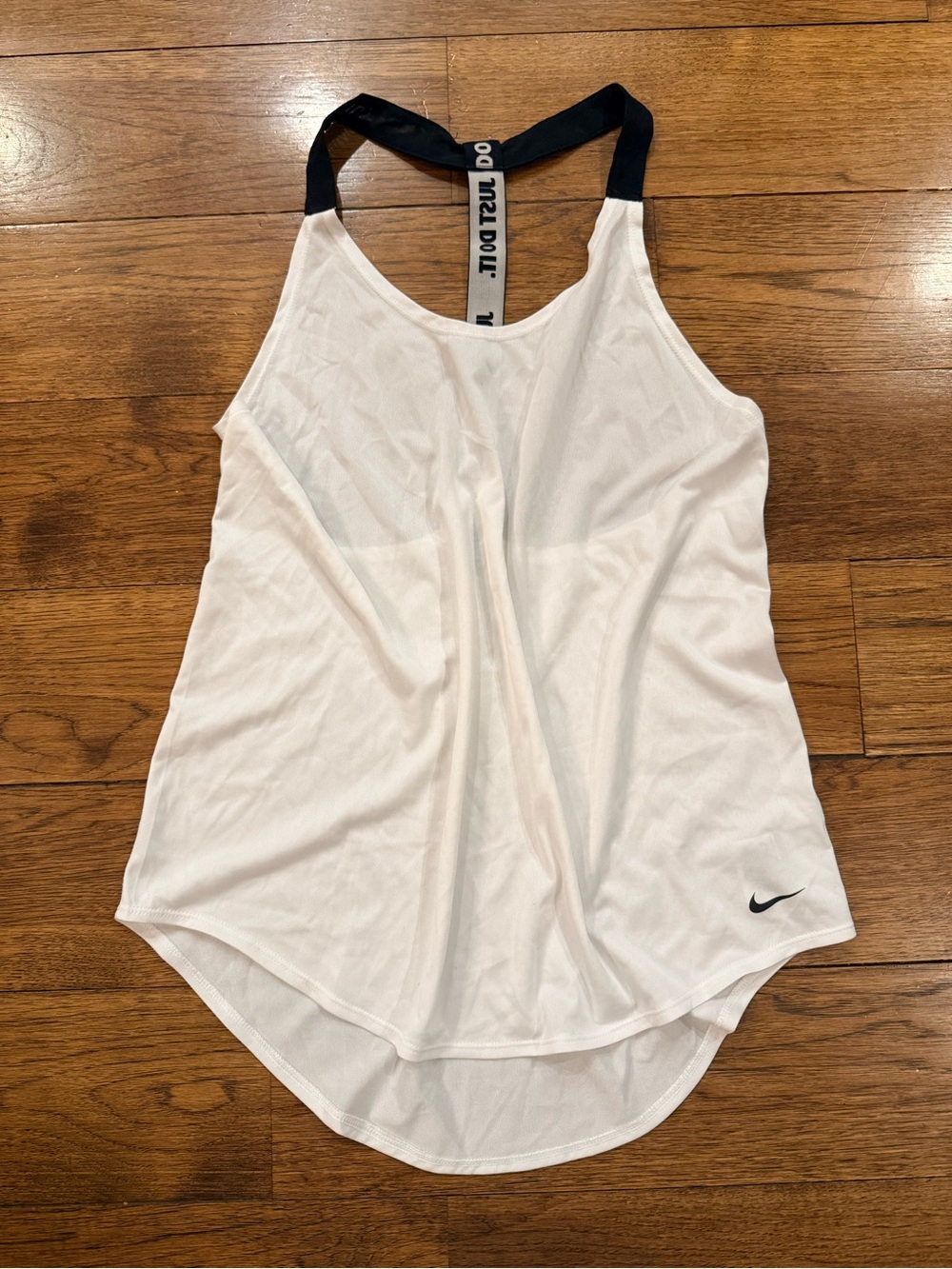 Nike White Tank Top with Black Straps and Logo
